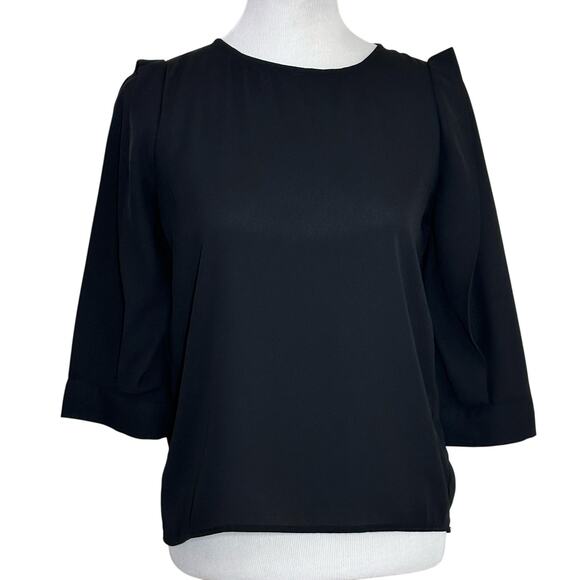 Anonyme Black 3/4 Sleeve Blouse Sz 4 - Picture 1 of 9